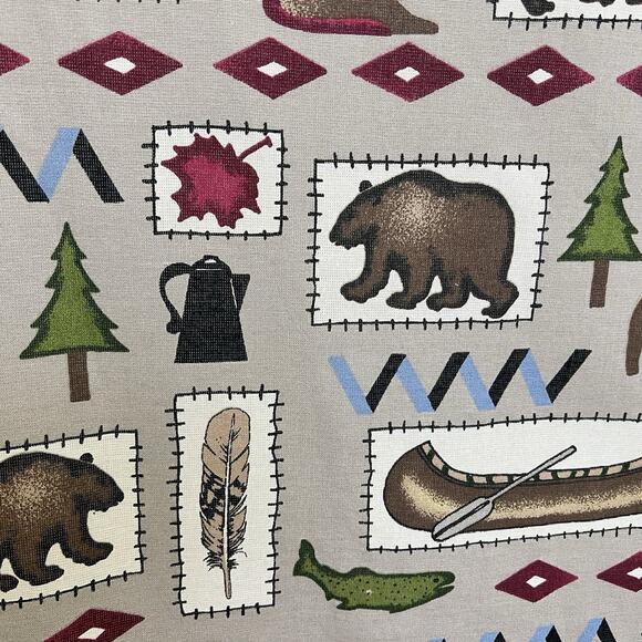 Shower Curtain Bacova Rustic Cabincore Cotton Unlined Lodge Fish Canoe 69L x 66W - Picture 6 of 10